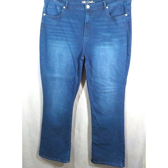 DG2 by Diane Gilman Denim - DG2 Diane Gilman Stretch Boot Cut Dark Wash Jeans Plus Size 22W